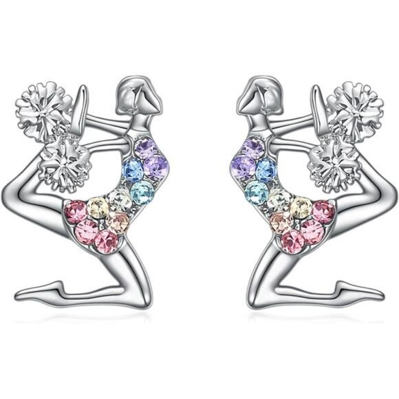 Cheerleader Earrings for Girls Heart Stud Sport Jewelry Cheer Accessories Gift - Picture 1 of 6